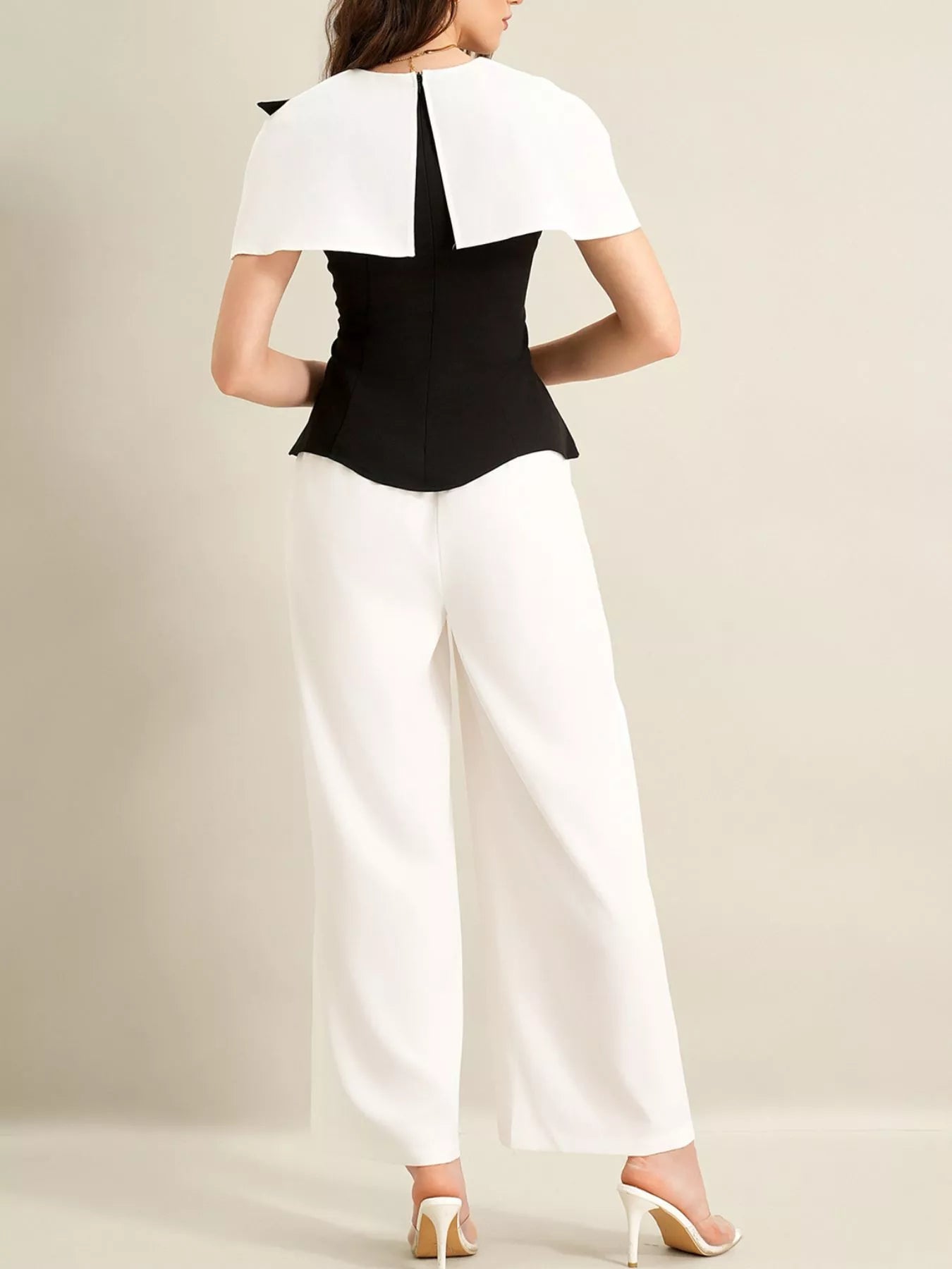 Peplum Top with Wide-Leg Pants Set