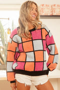 BiBi Multi Color Checker Pattern Sweater