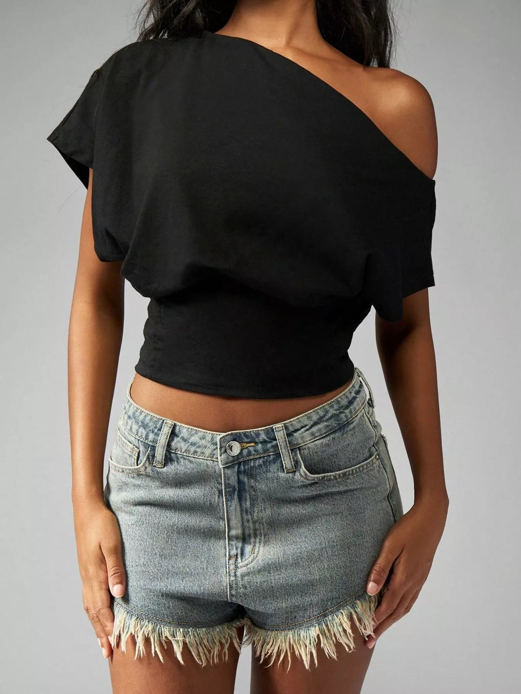 One Shoulder Crop T-Shirt
