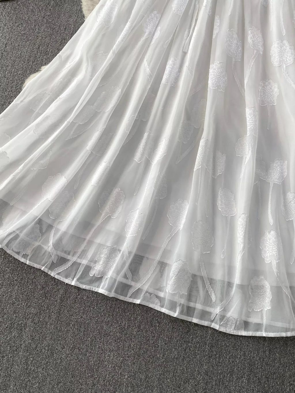 Button Front Puff Sleeve Chiffon Dress