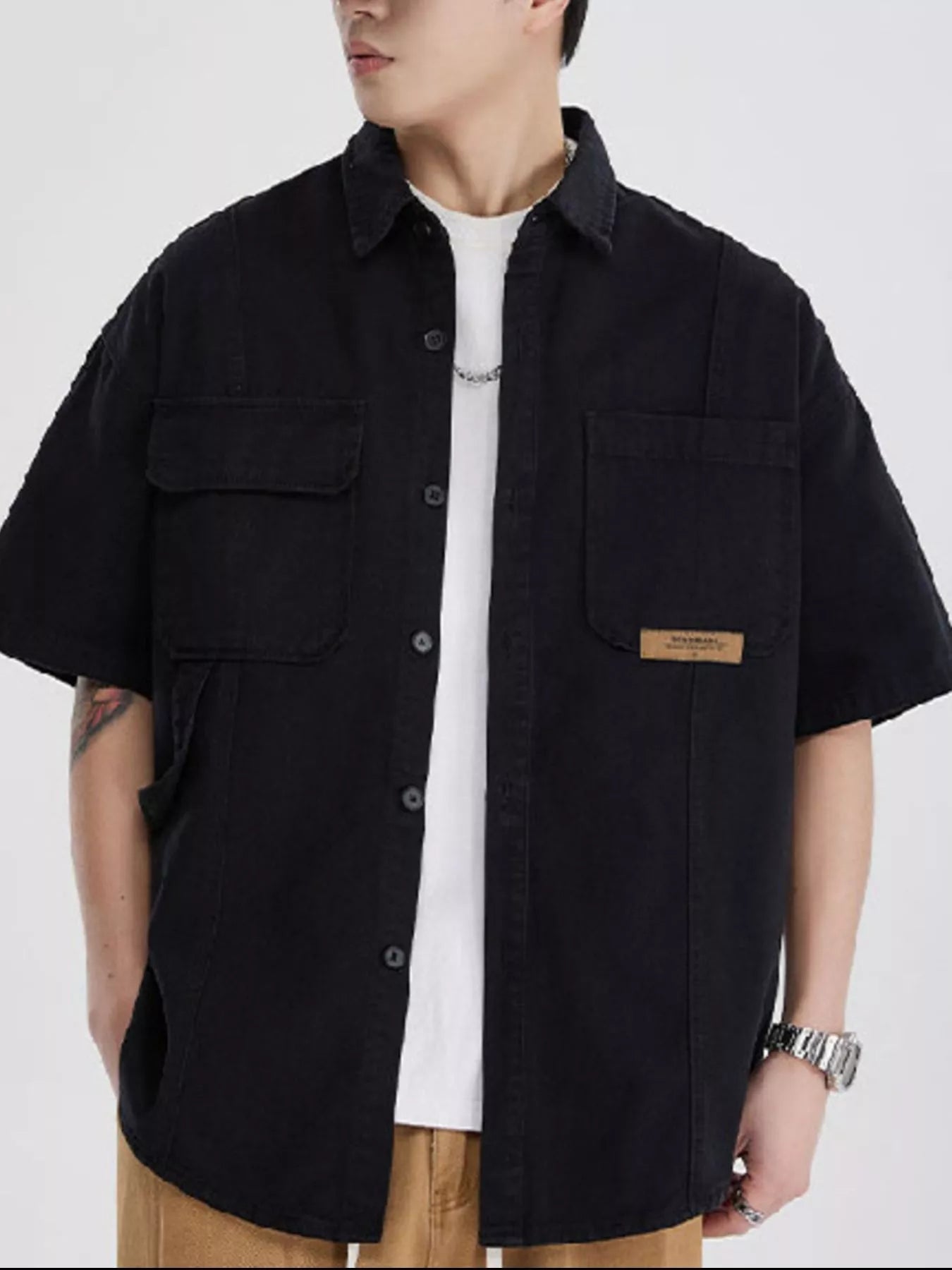 Men's Full Size Button Up Half Sleeve Shirt Plus Size