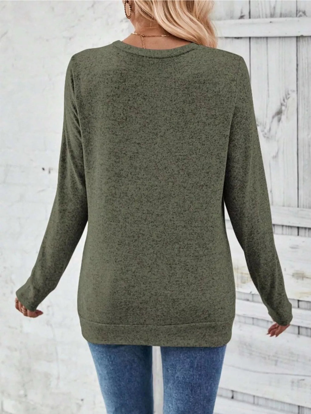 Casual Decor Button Long Sleeve T-Shirt