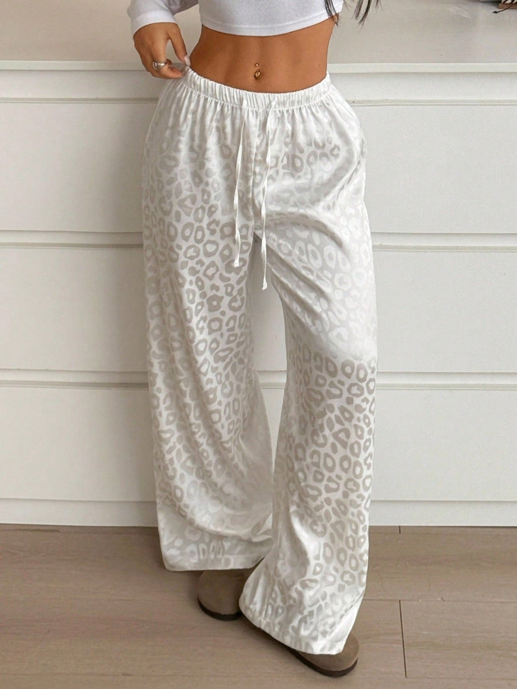 Leopard Print Wide Leg Pants