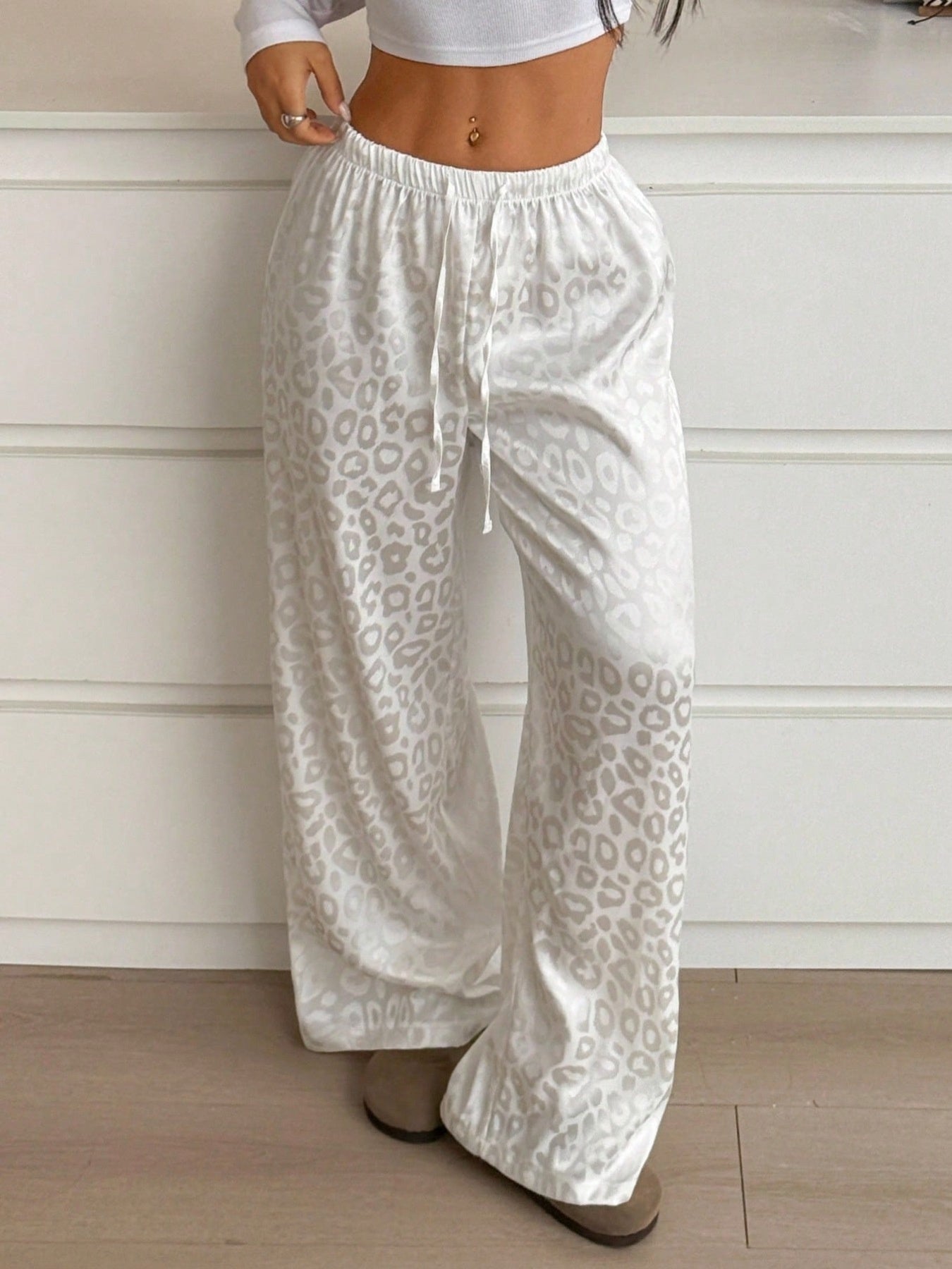 Leopard Print Wide Leg Pants
