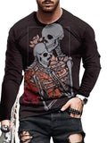 Men's Full Size Skeleton Embrace Long Sleeve T-Shirt Plus Size