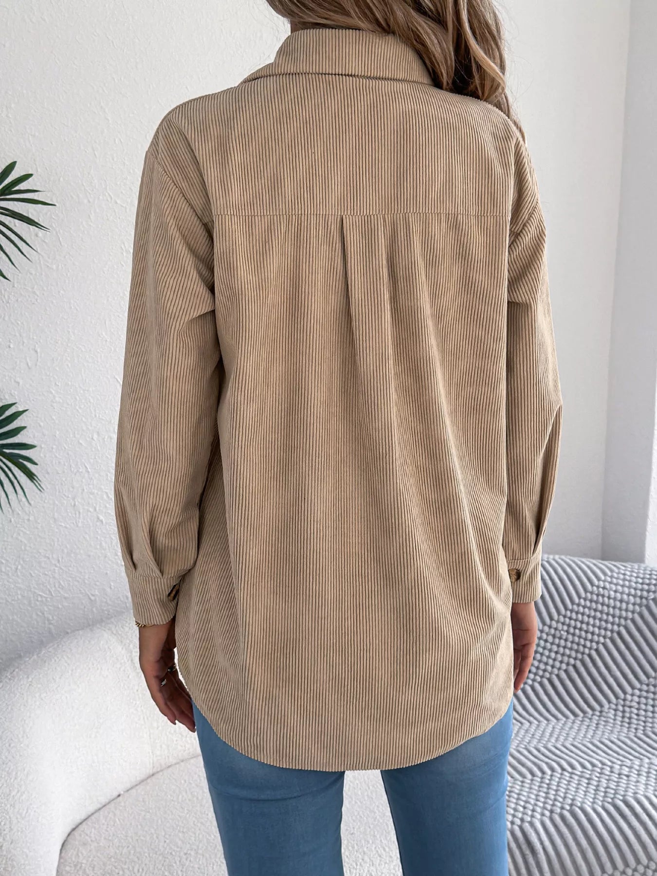 Casual Corduroy Button-Up Shacket