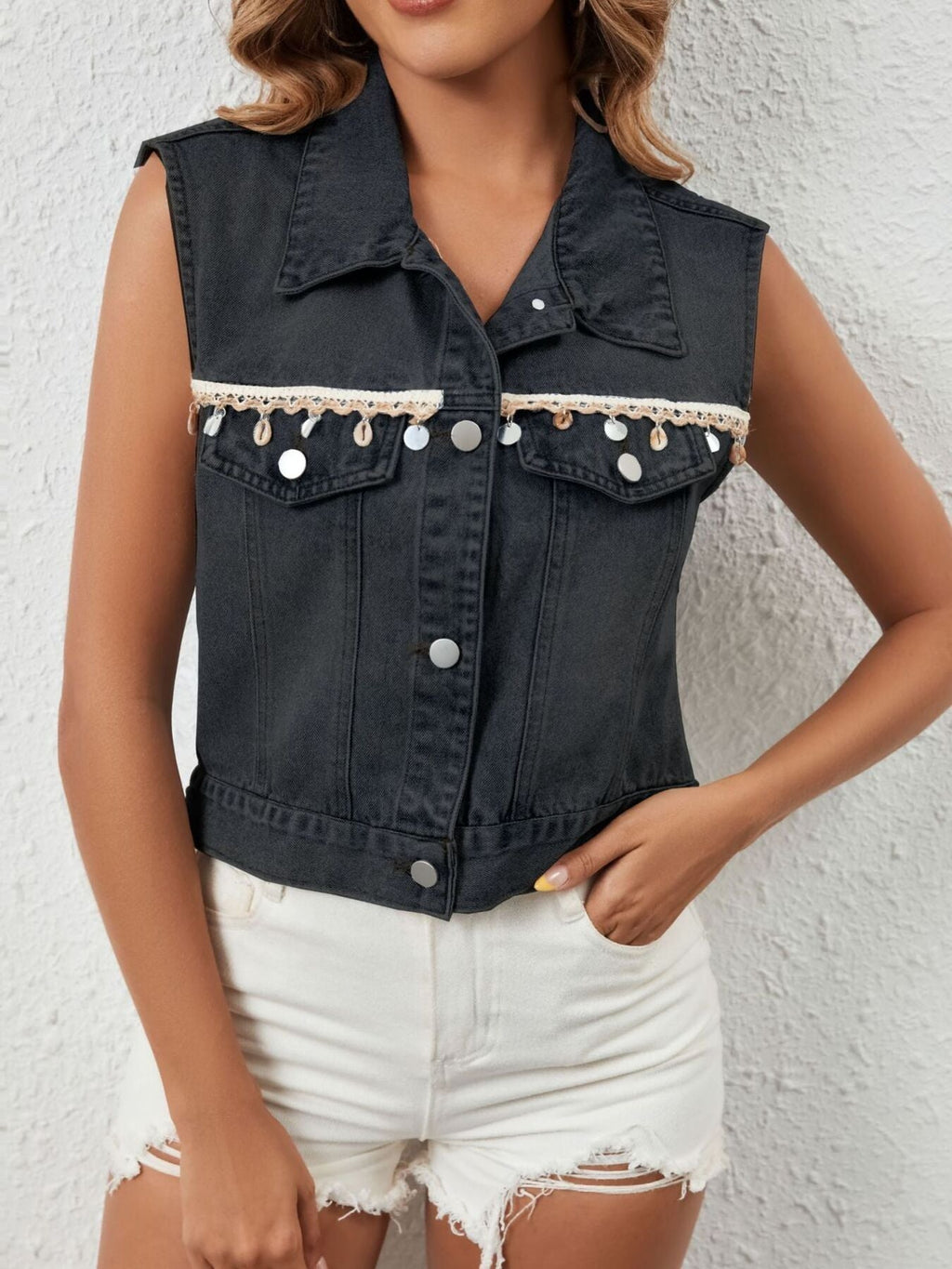 Button Up Denim Vest