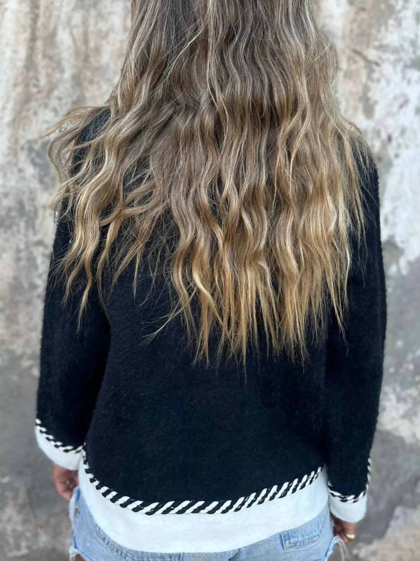Contrast Trim Button Up Cardigan