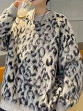 Men's Leopard Print Fuzzy Knit Pullover