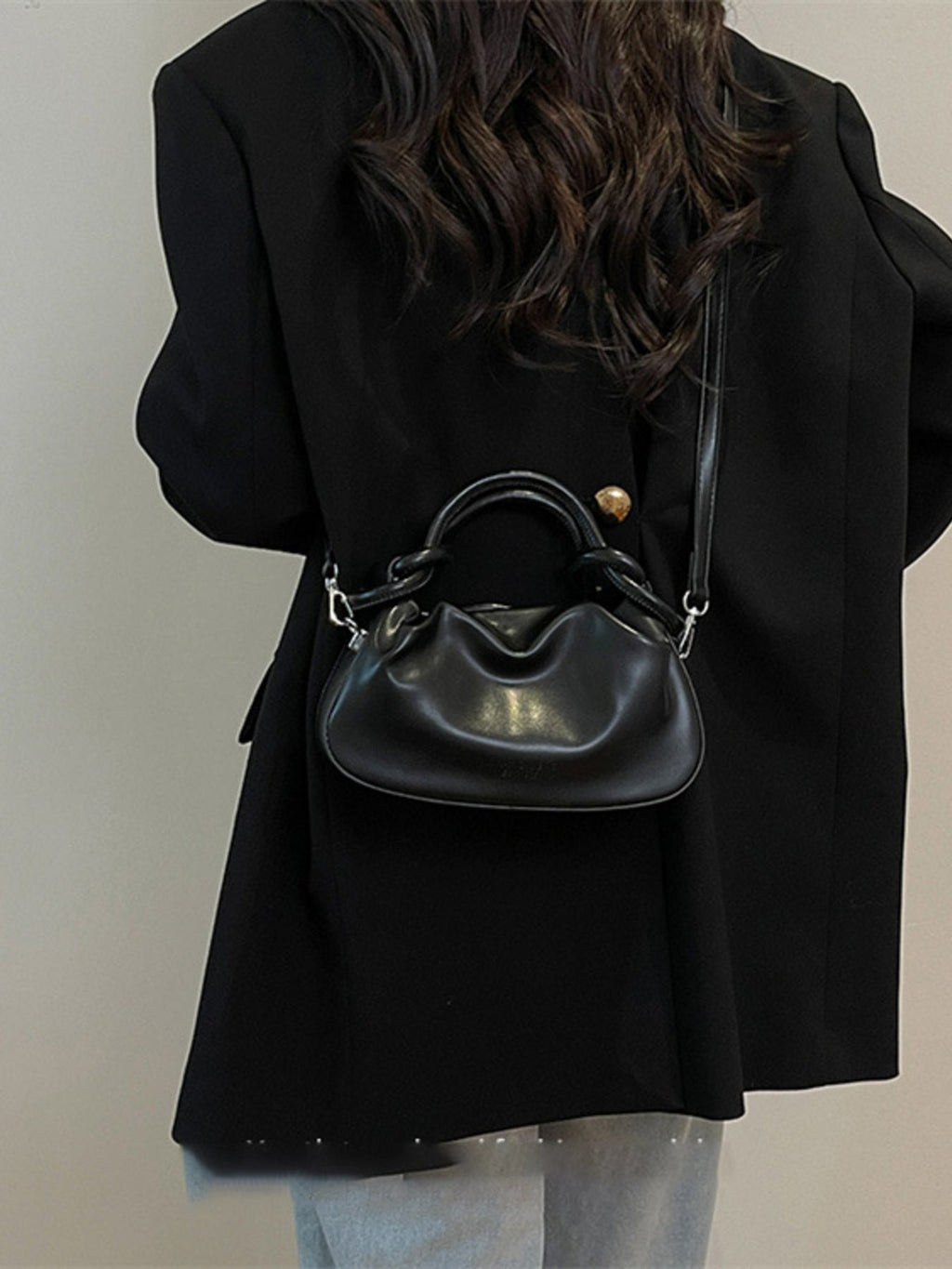 Knot Handle Ruched Crossbody Bag