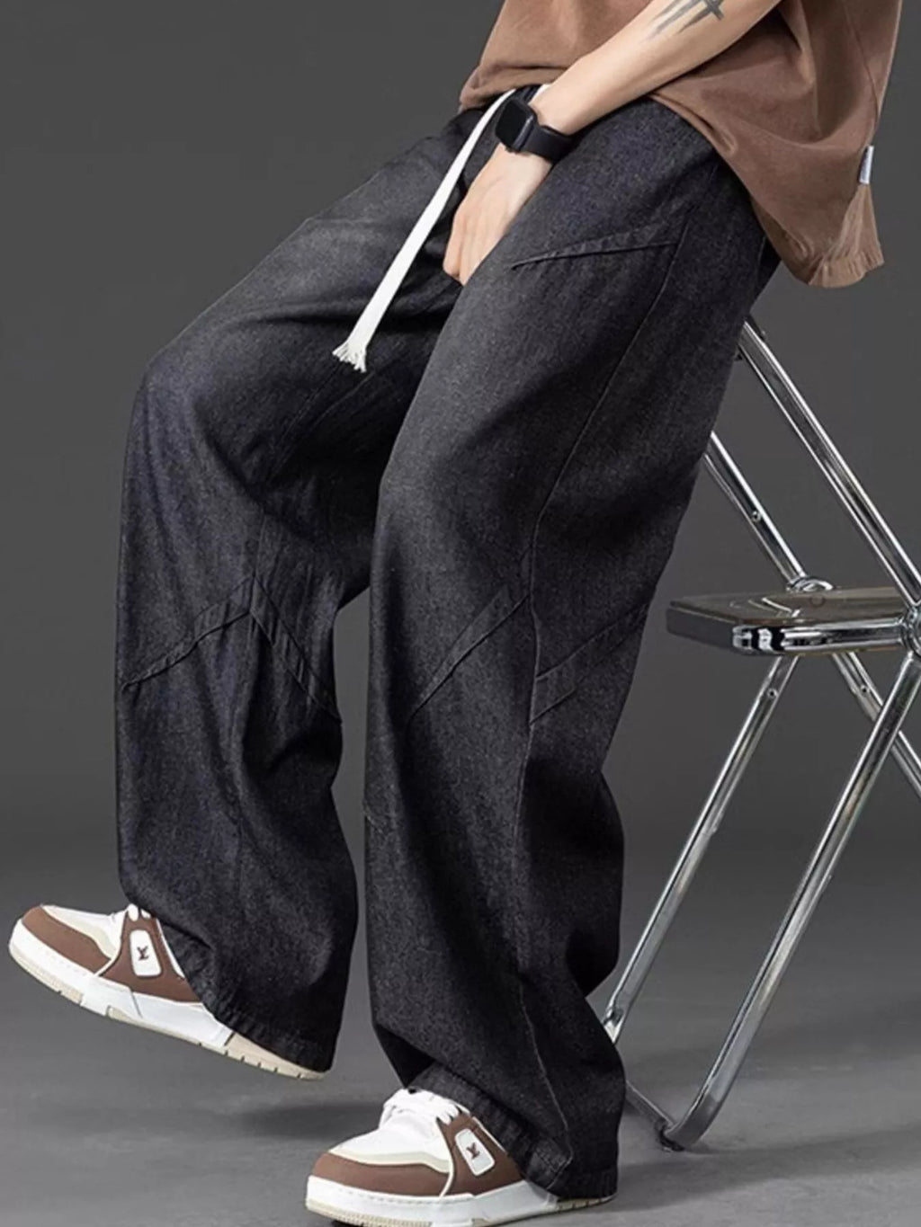 Men's Plus Size Vintage Wash Wide Leg Jeans