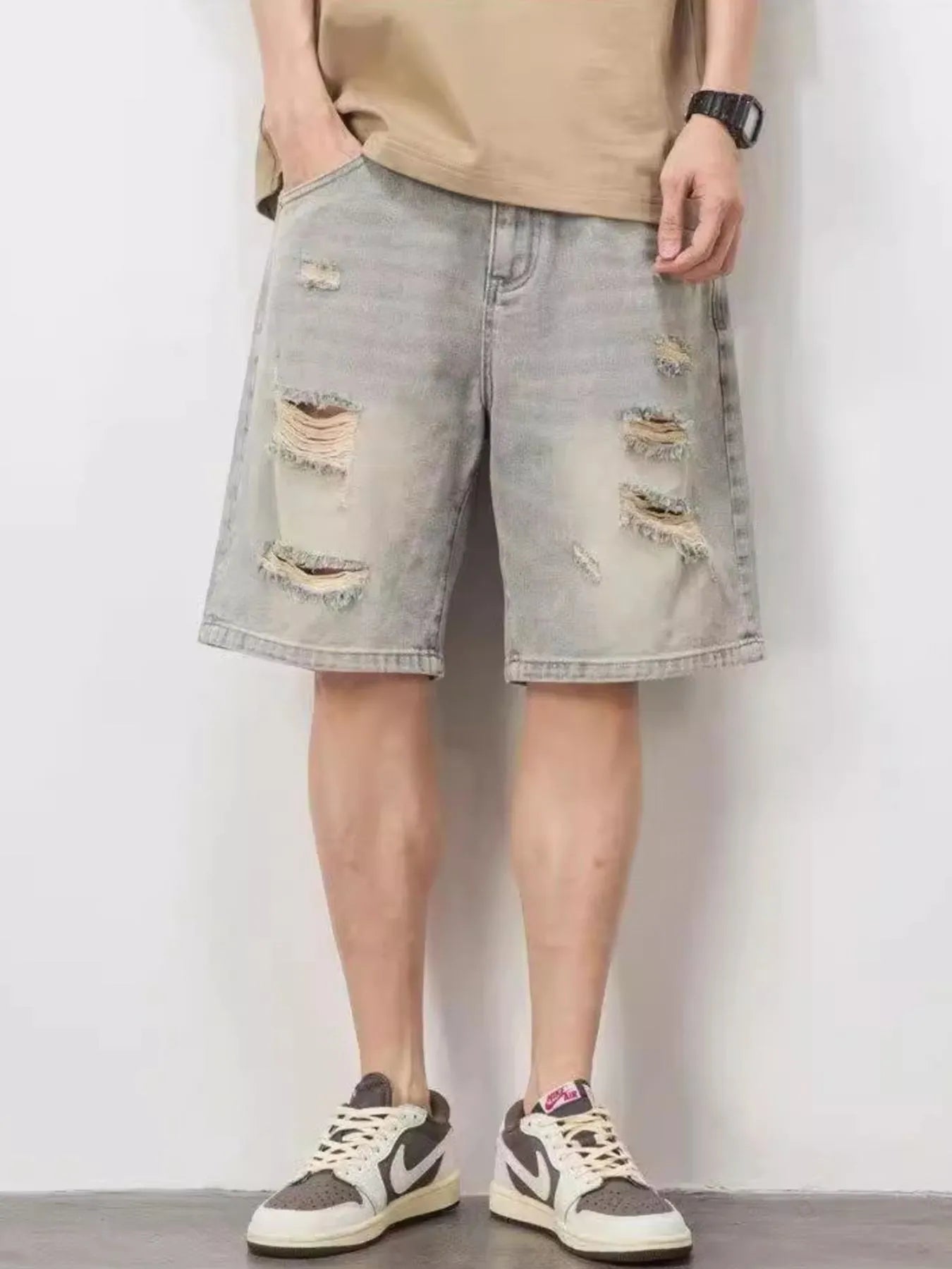 Men's Full Size Distressed Denim Shorts Plus Size