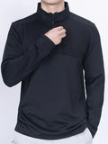 Men's Plus Size Quarter Zip Long Sleeve Top