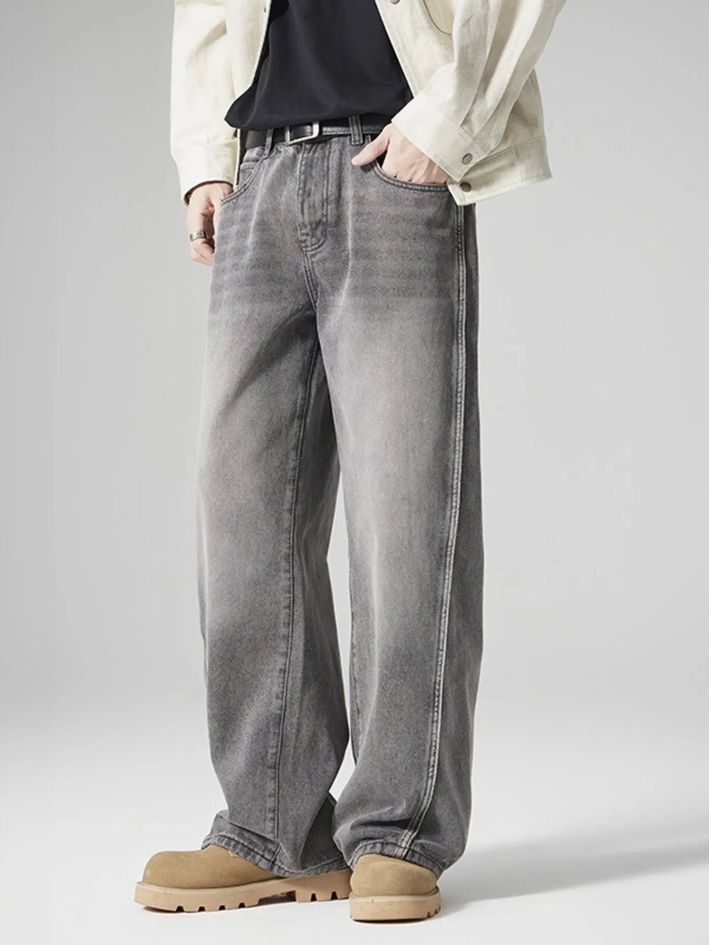 Men's Wash Wide Leg Jeans
