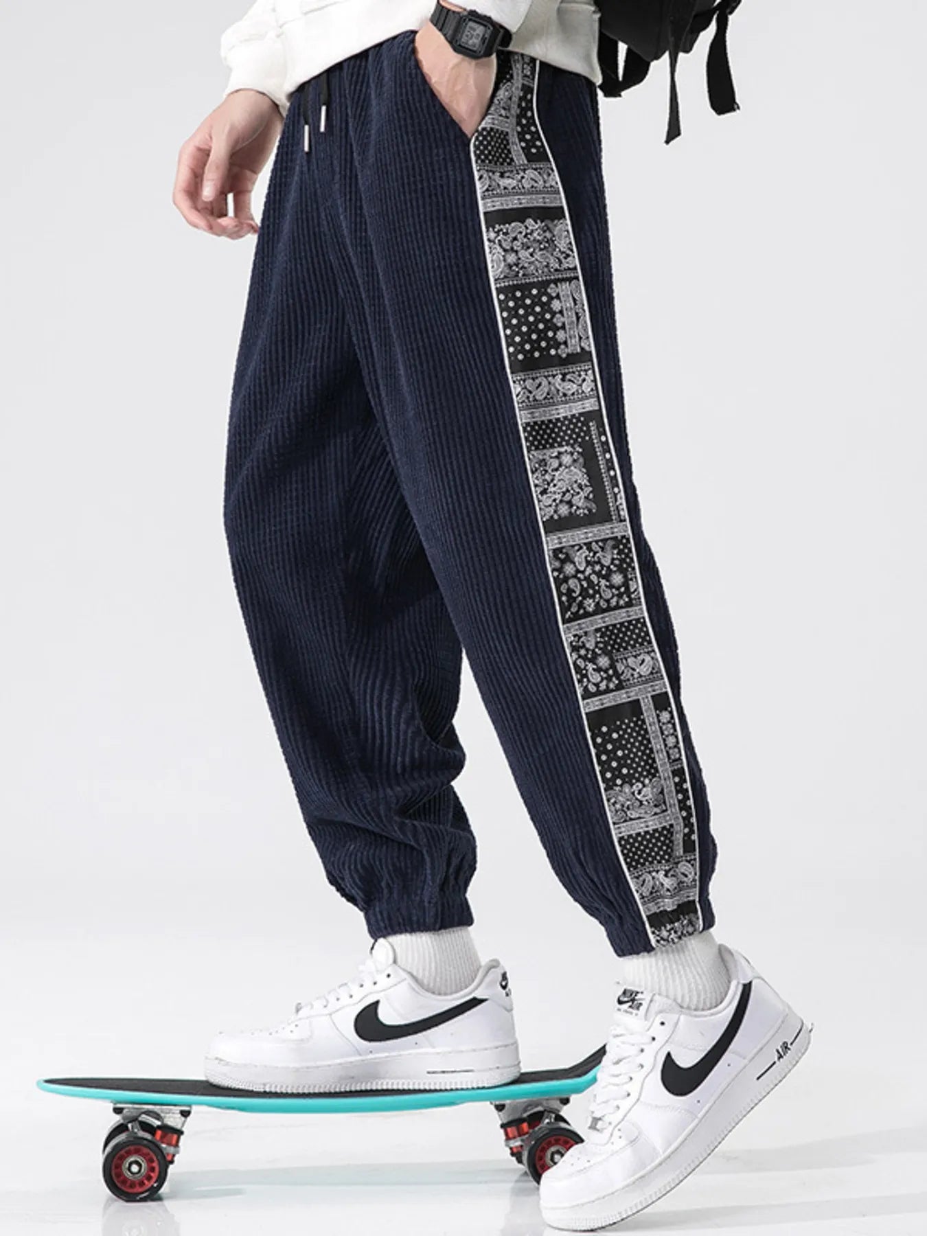 Men's Plus Size Drawstring Contrast Panel Joggers