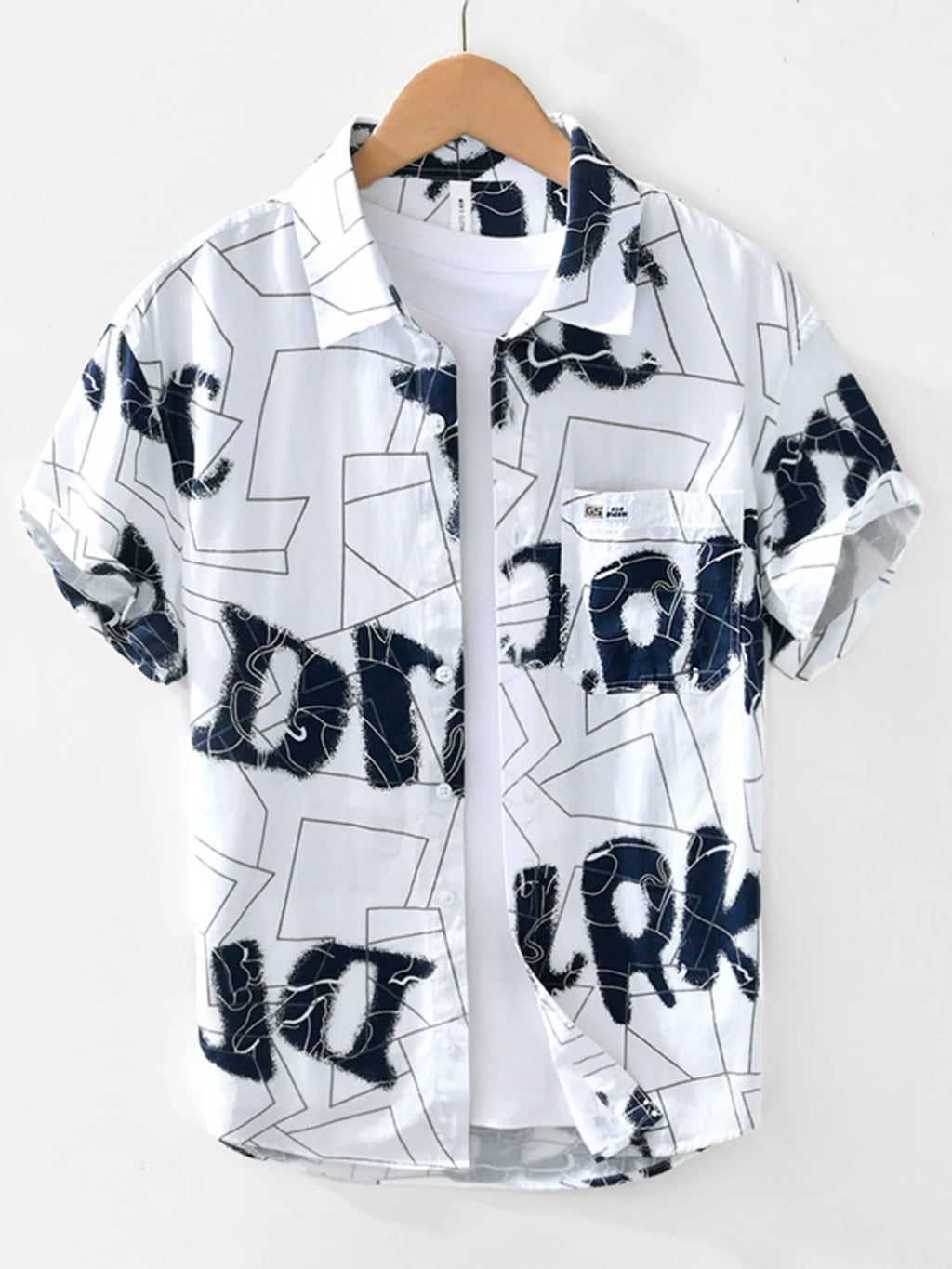 Men's Printed Button Up Short Sleeve Shirt