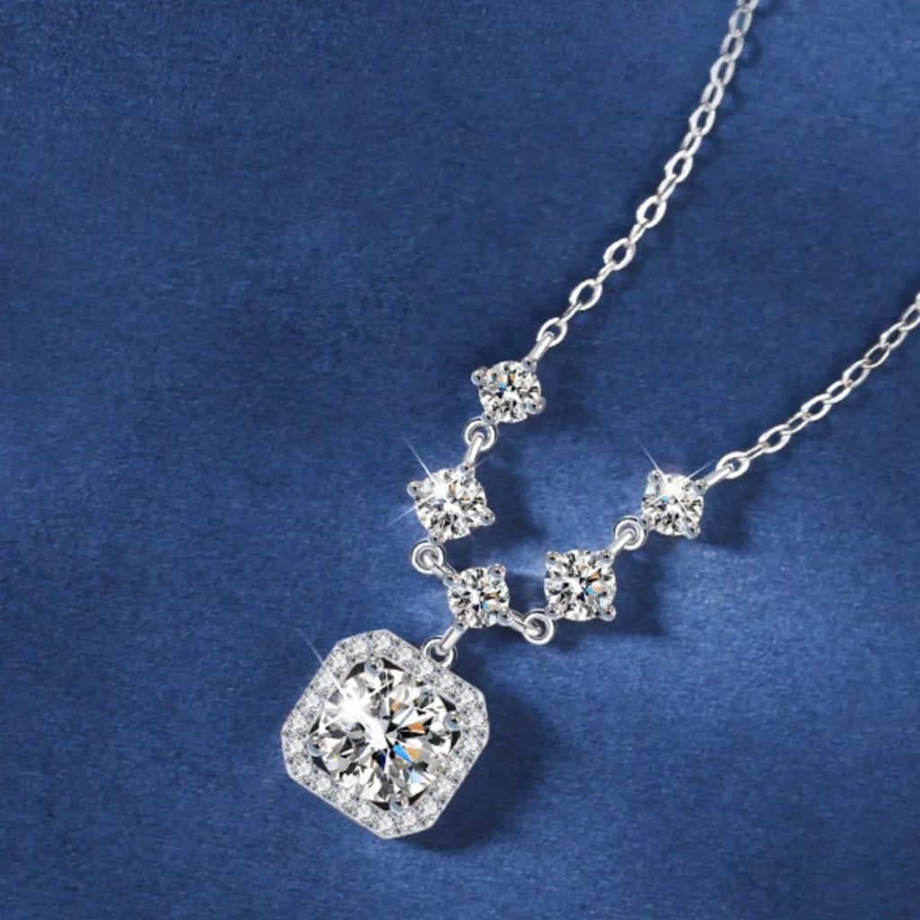 2 Carat Moissanite 925 Sterling Silver Pendant Necklace