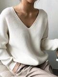 V-Neck Dropped Shoulder Sweater