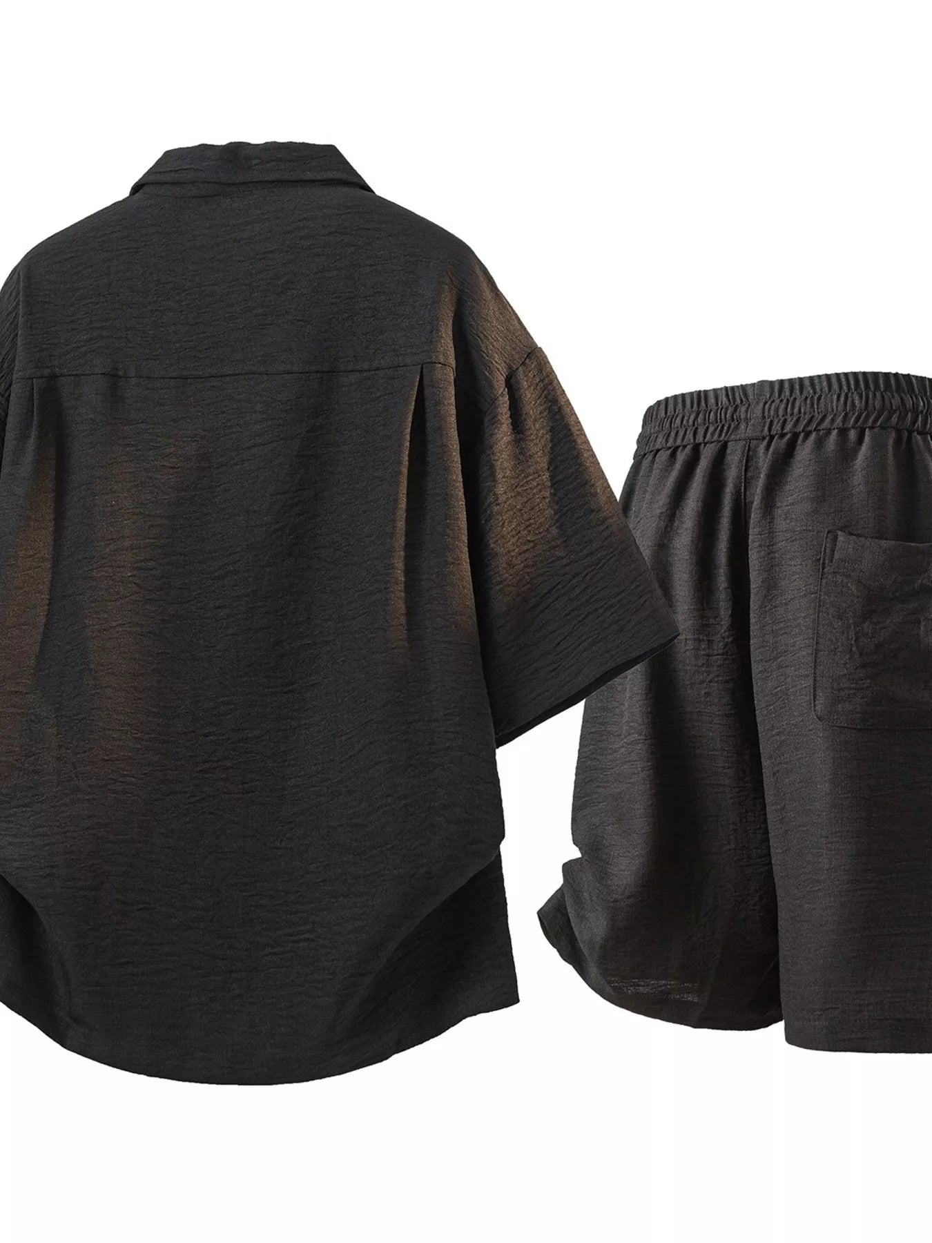 Men's Full Size Button Up Short Sleeve Shirt and Shorts Plus Size