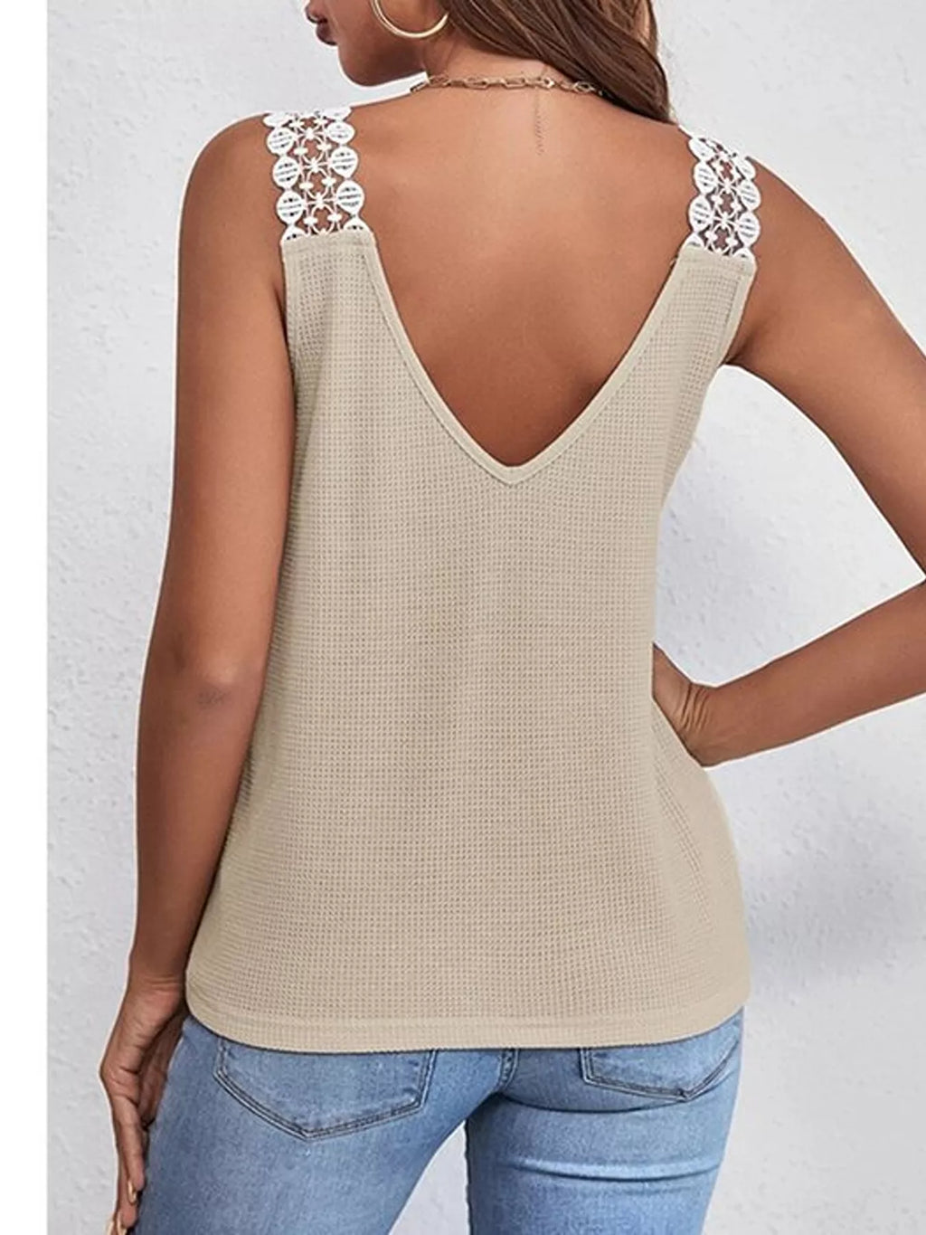 Lace Trim V-Neck Tank Top