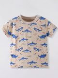 Children's Shark Print Crew Neck Short Sleeve T-Shirt