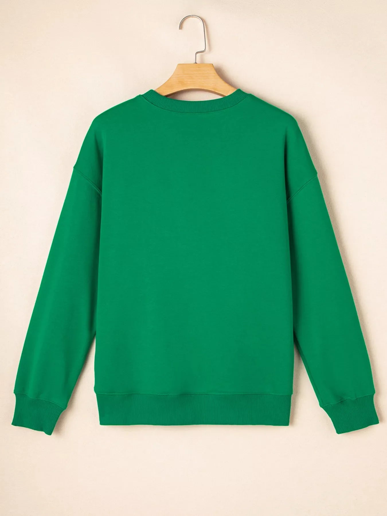 Sequin Letter Graphic Father Christmas Patched Sleeve Drop Shoulder Sweatshirt