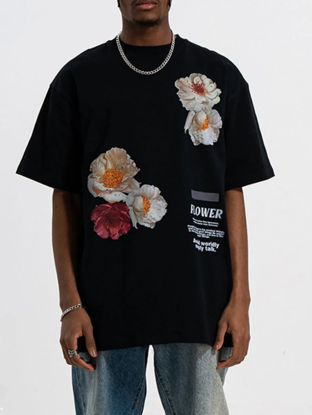 Men's Oversized Floral Print Short Sleeve T-Shirt