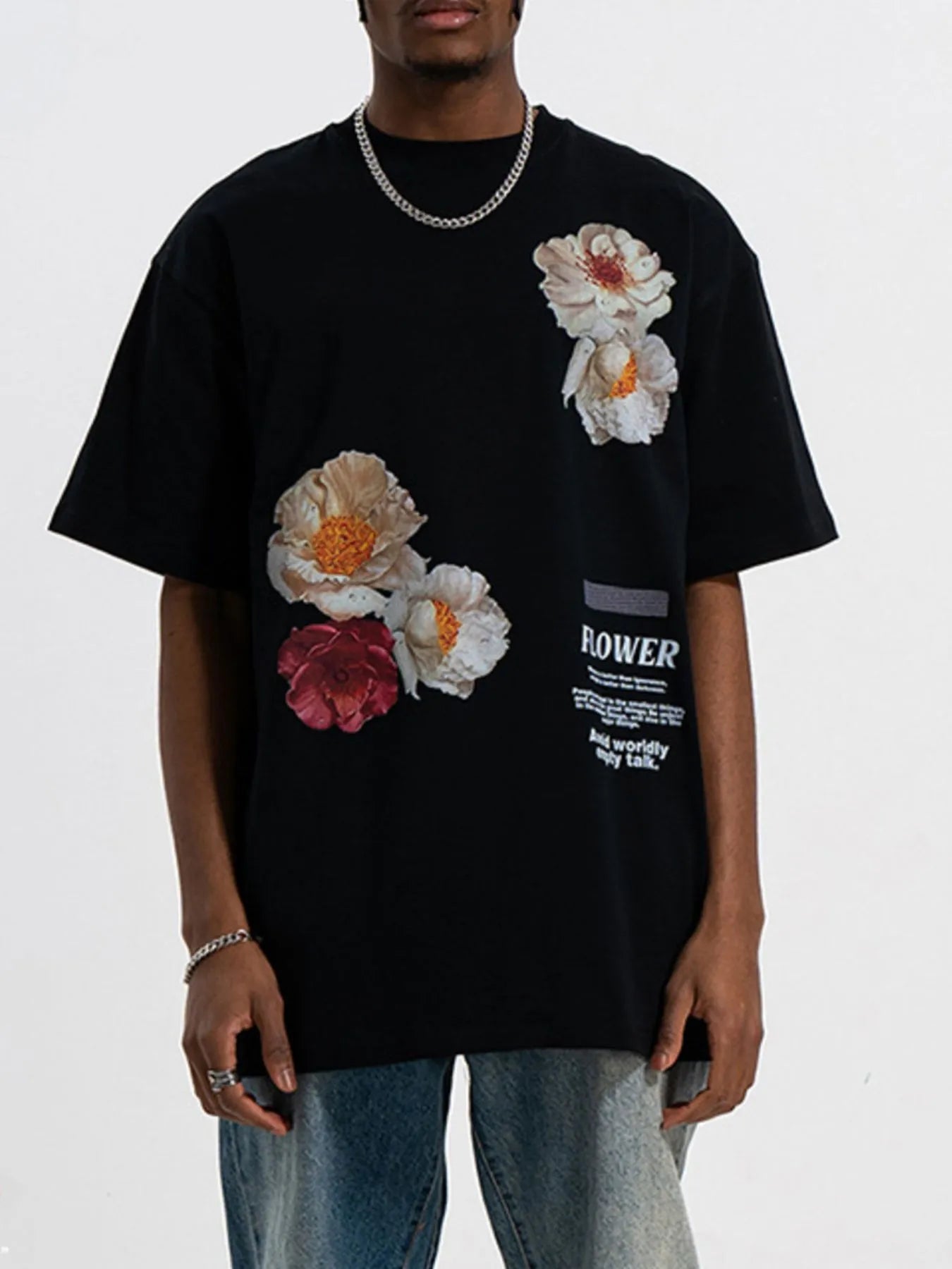 Men's Oversized Floral Print Short Sleeve T-Shirt