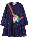 Children's Embroidered Unicorn Long Sleeve Dress