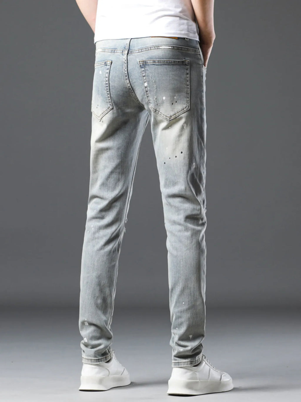 Men's Vintage Distressed Light Wash Skinny Jeans