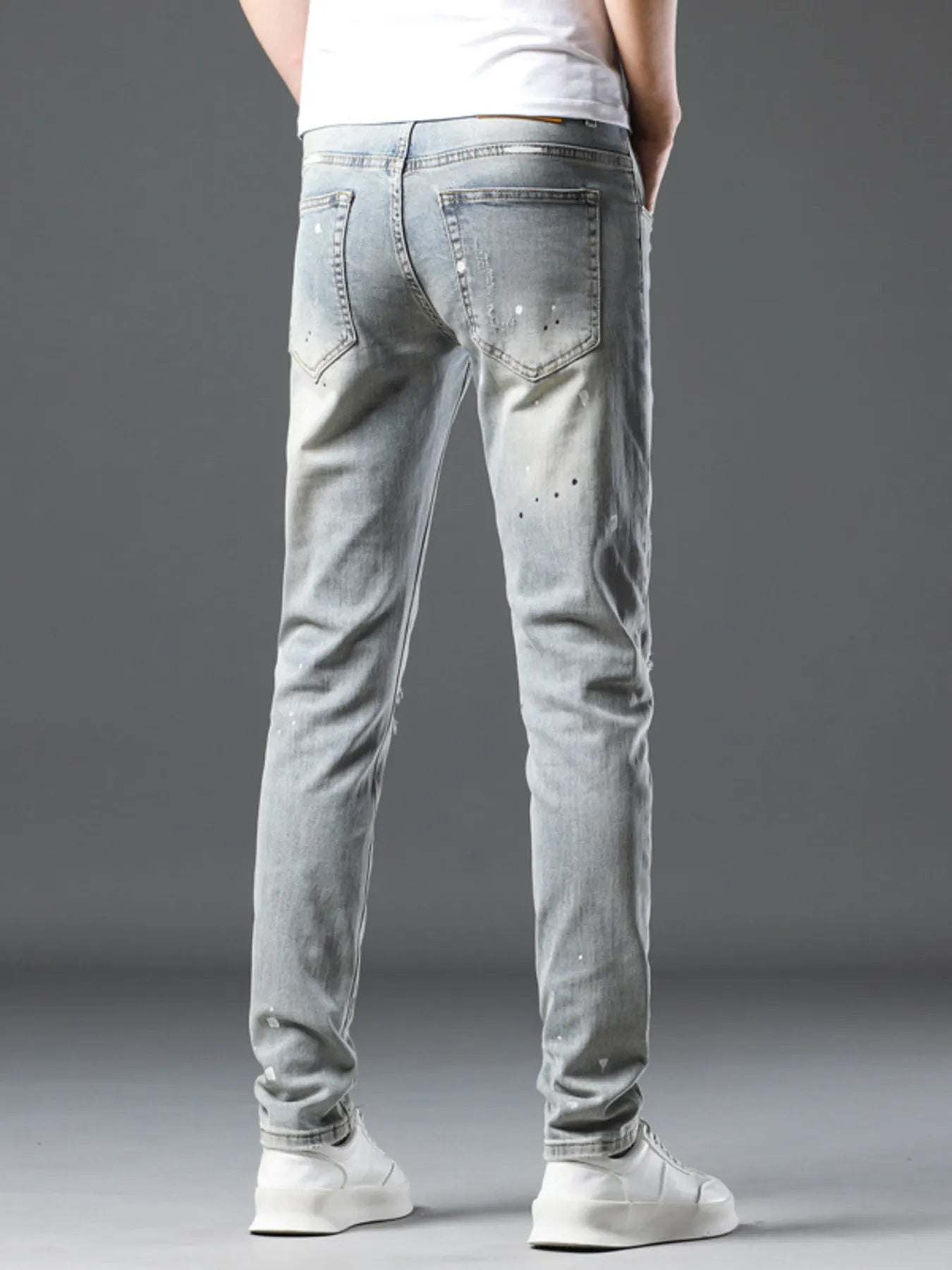 Men's Vintage Distressed Light Wash Skinny Jeans