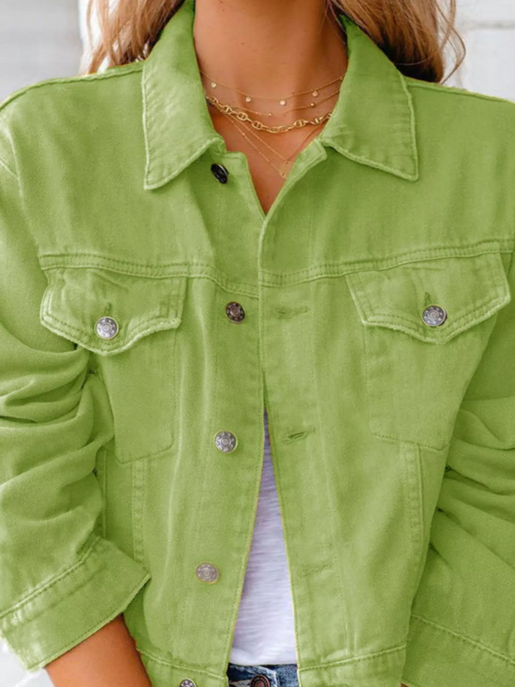 Button Up Long Sleeve Denim Jacket