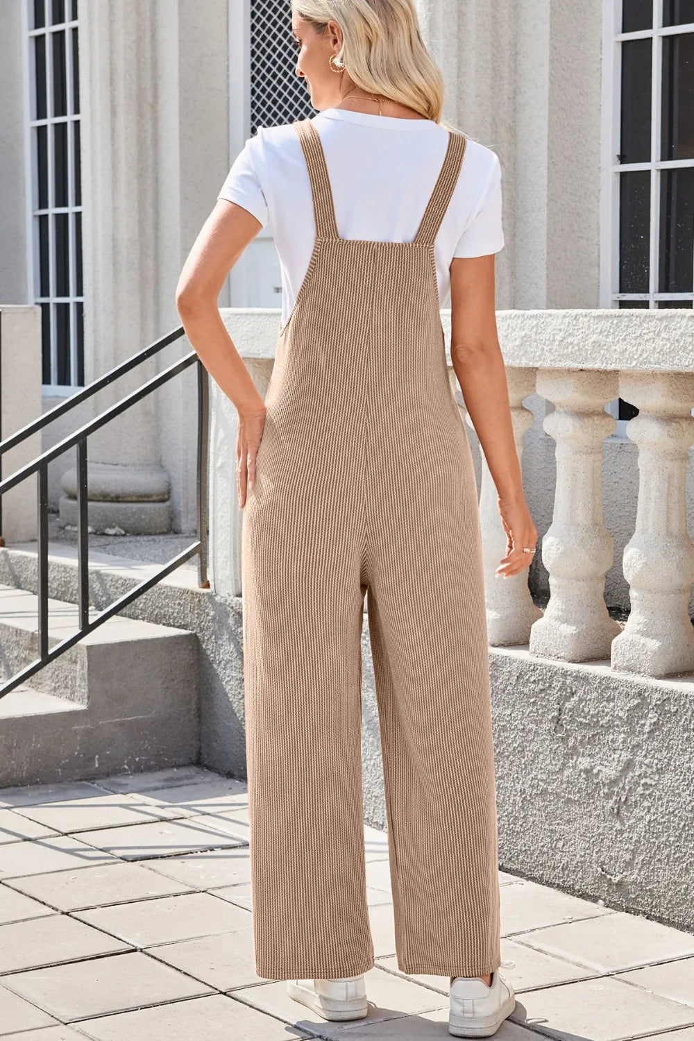 Lovelet Square Neck Wide Strap Overalls with Pockets