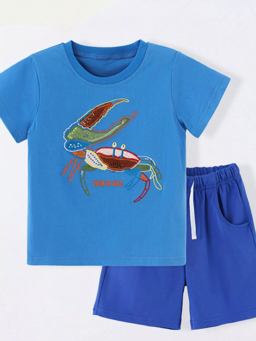 Children's Crab Embroidered T-Shirt and Shorts Set