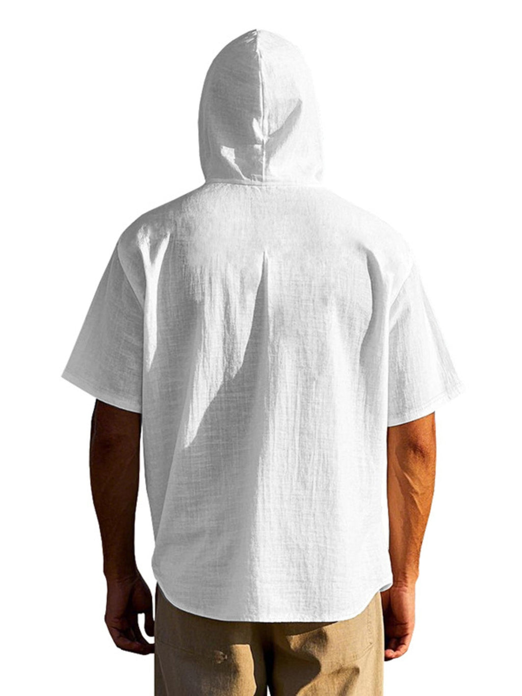 Men's Full Size Casual Hooded Short Sleeve Shirt Plus Size