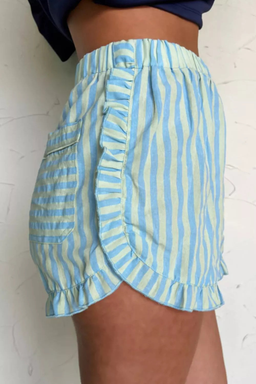 Striped Elastic Waist Shorts