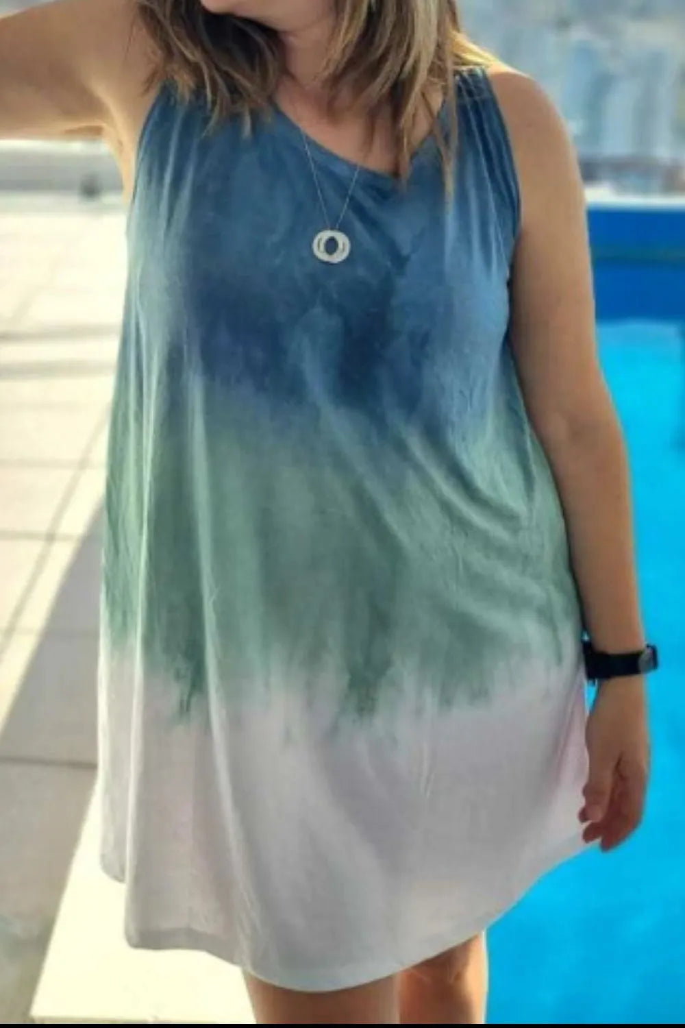 Tie-Dye Sleeveless Mini Tank Dress