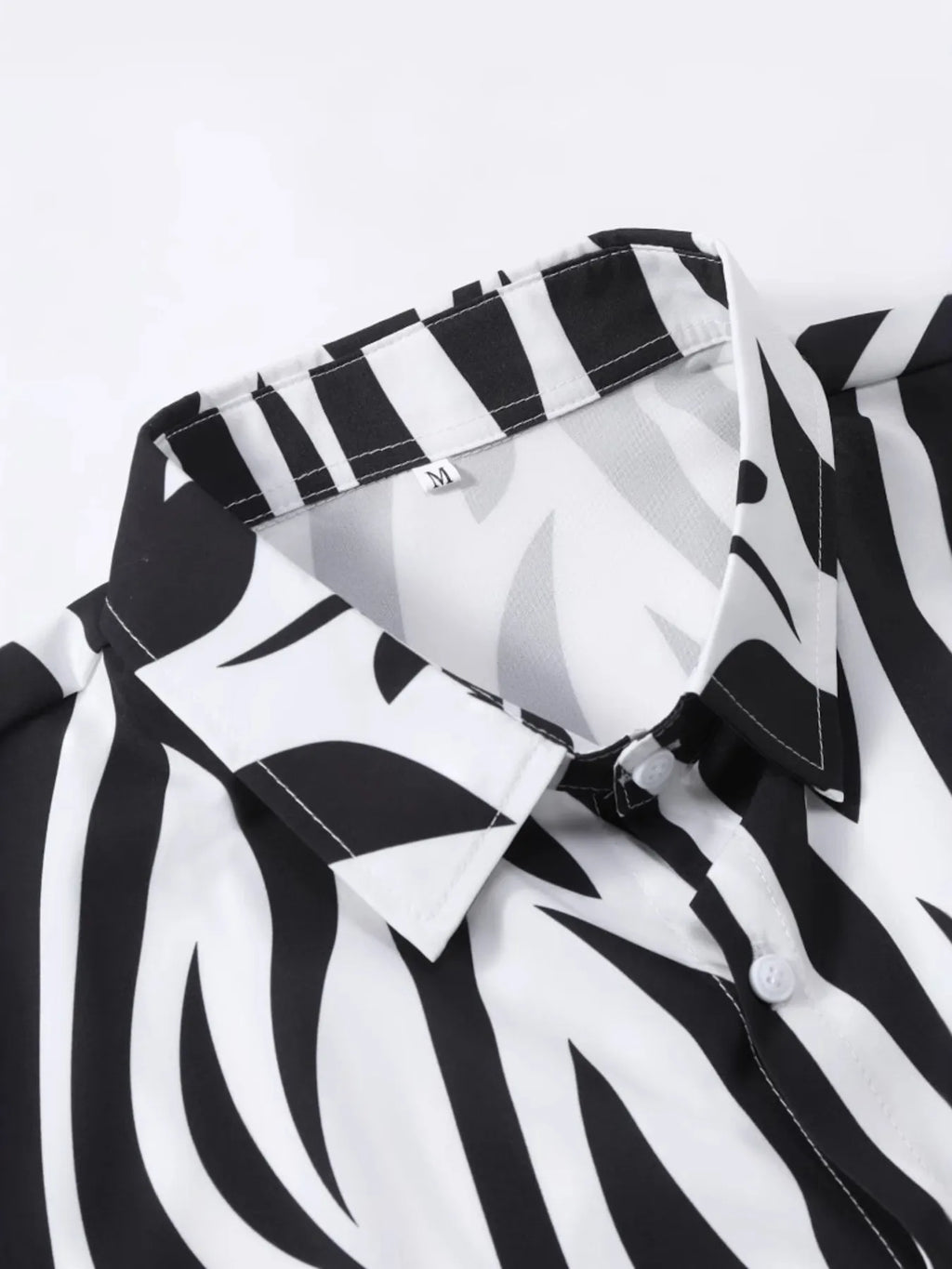 Men's Zebra Print Short Sleeve Shirt and Shorts Set