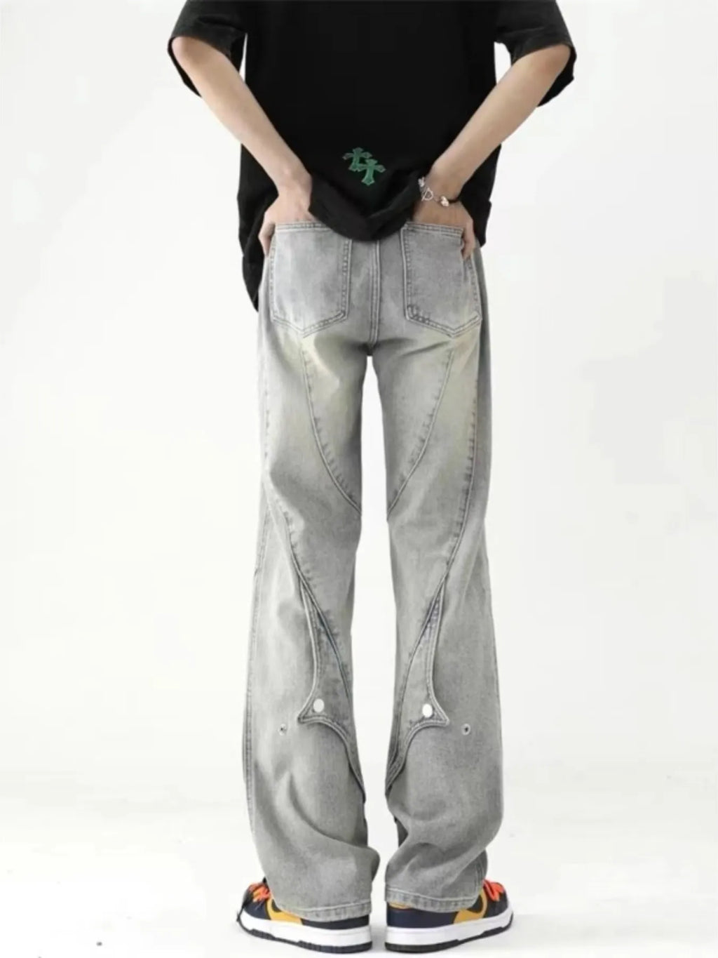 Men's Plus Size Wash Wide Leg Jeans