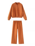 Zip Up Top and Drawstring Pants Two-Piece Set