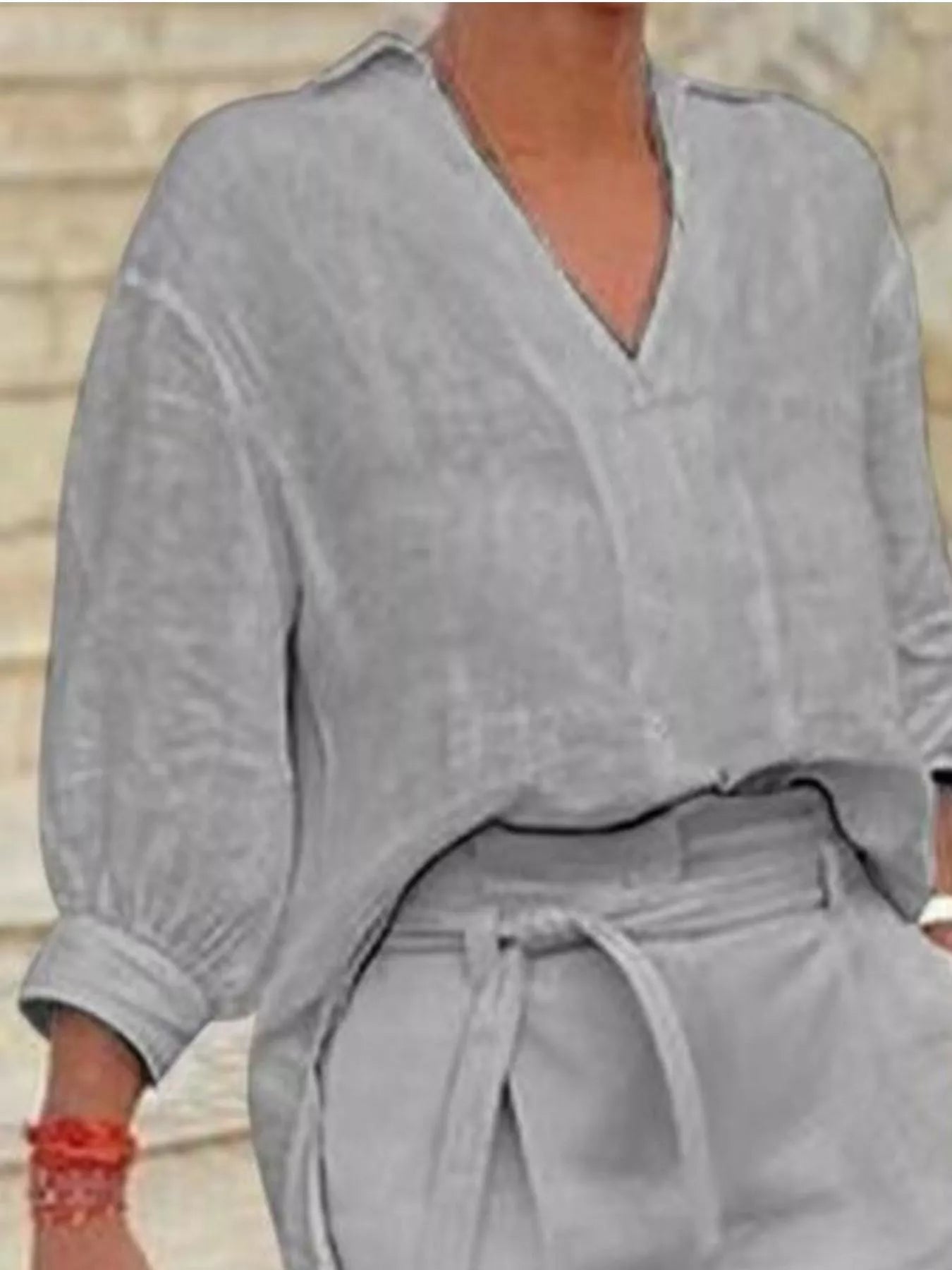 Full Size Johnny Collar 3/4 Sleeve Top and Shorts Set Plus Size