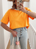 Striped Round Neck Casual T-Shirt