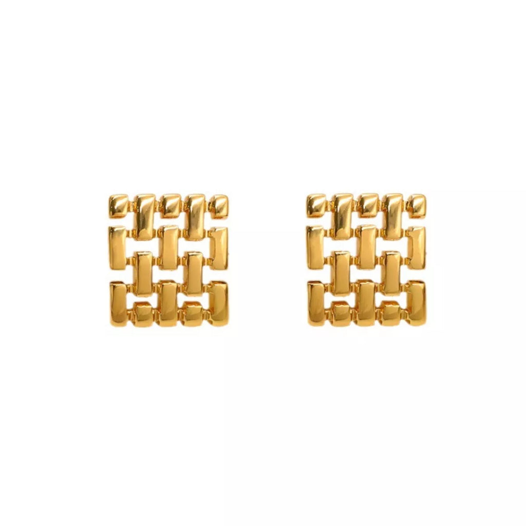 18K Gold-Plated Geometric Stud Earrings