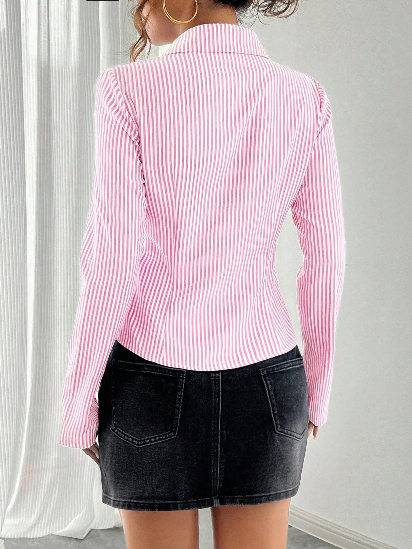 Striped Button Up Long Sleeve Shirt