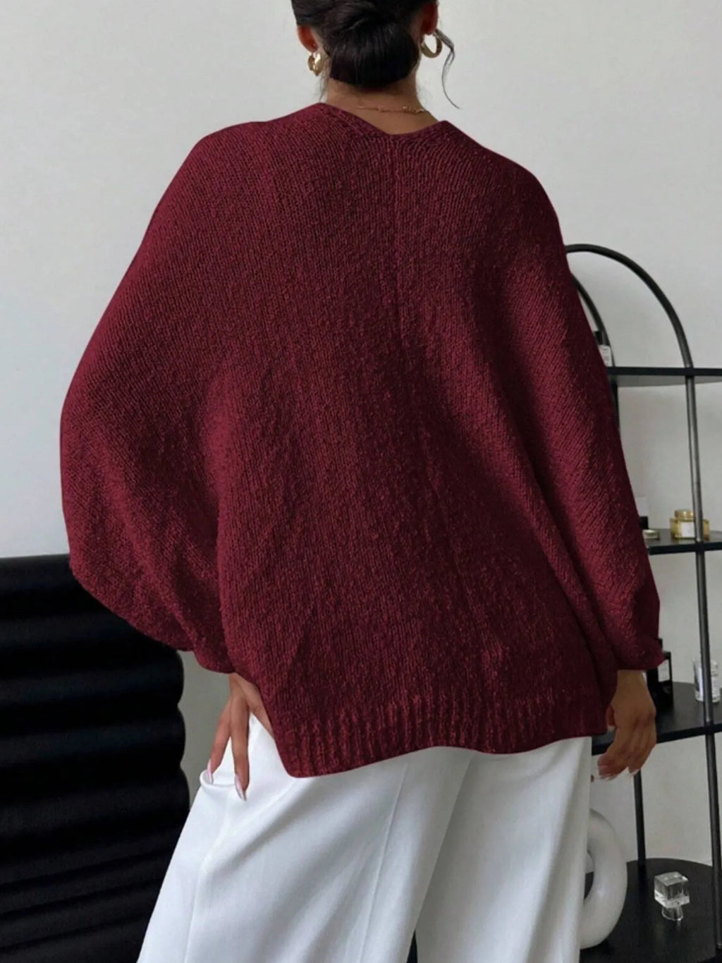 Twist-Front Textured Knit Cardigan