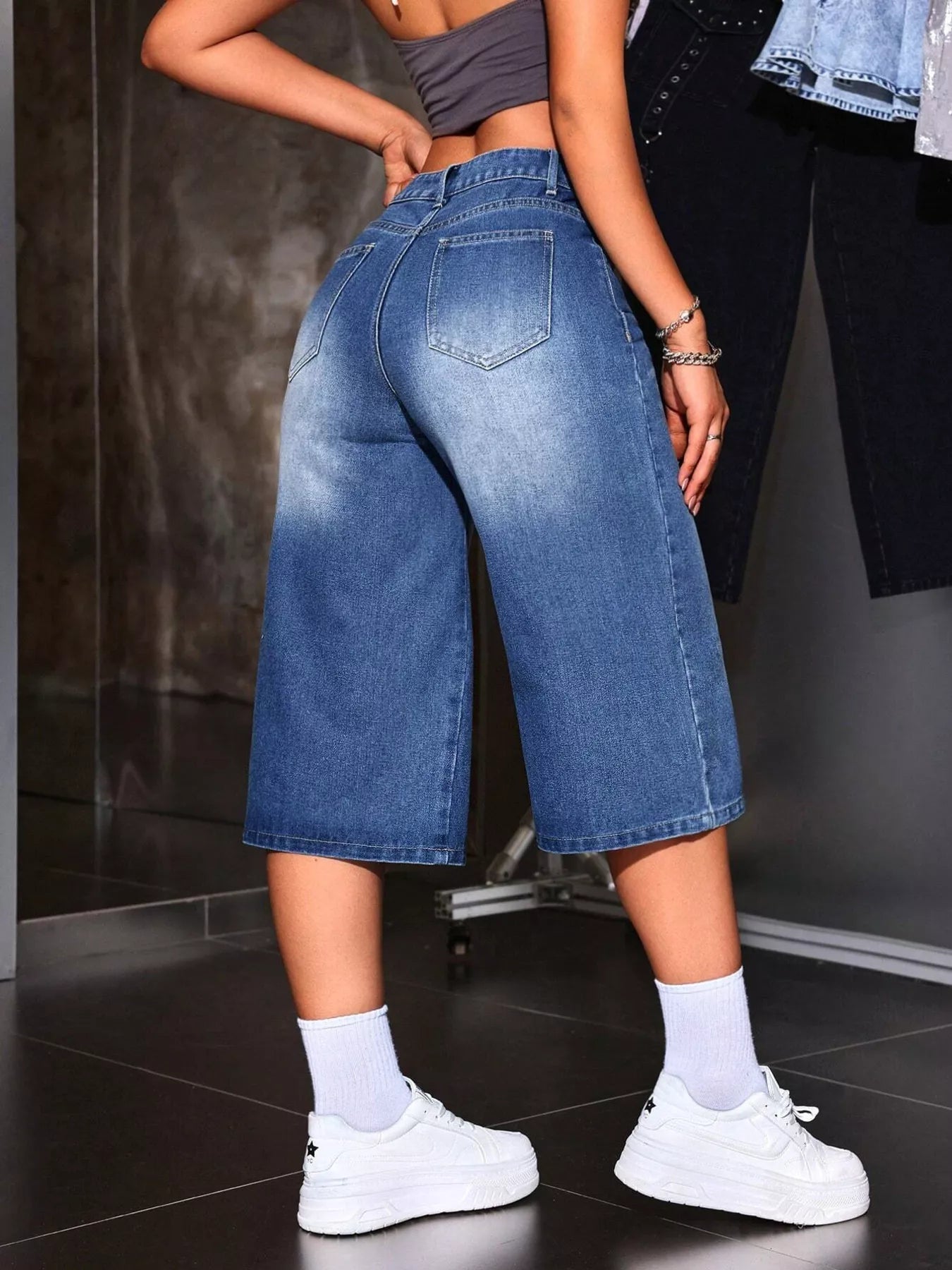 Wide Leg Denim Capris