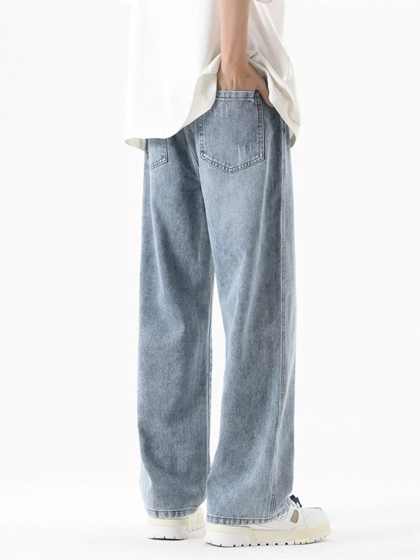 Men's Full Size Vintage Wash Wide Leg Jeans Plus Size