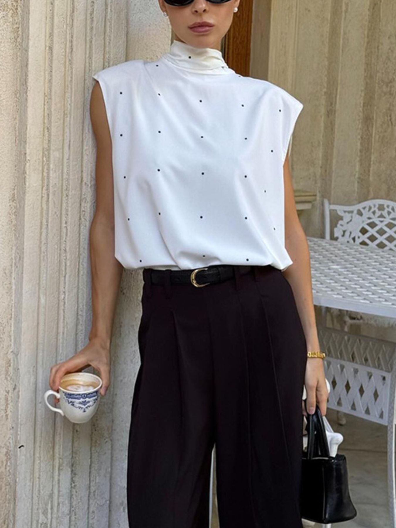 Polka Dot High Neck Tank