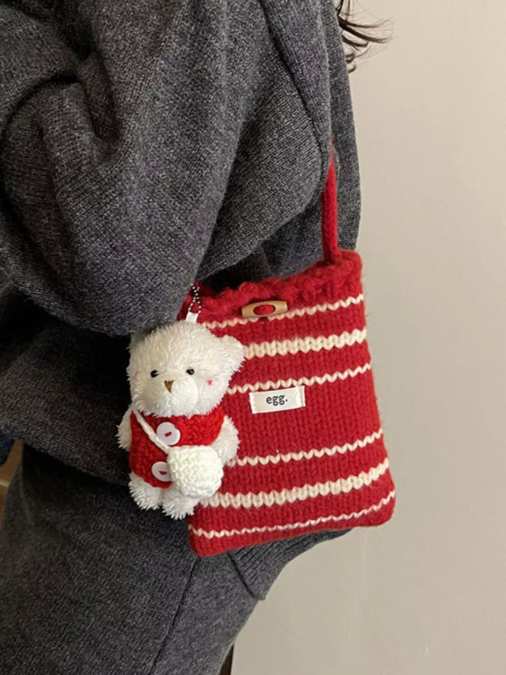 Knitted Striped Crossbody Bag