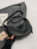 Crescent Shoulder Bag with Plush Charm